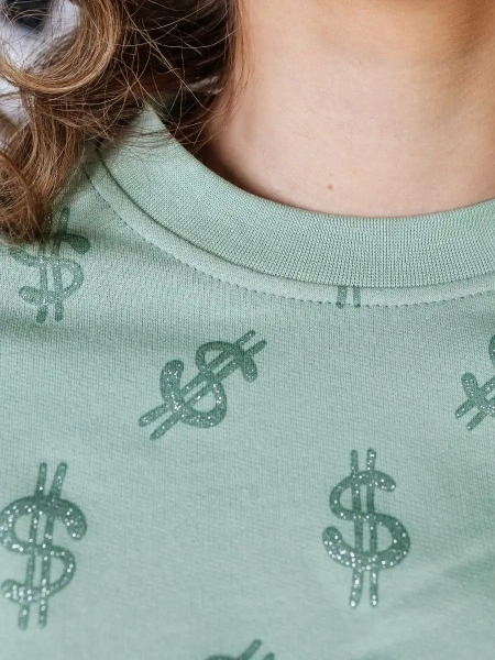 Кофта теплая одежда с принтом и блестками