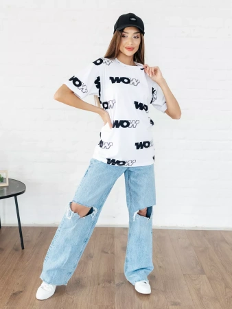 Футболка оверсайз нарядная одежда с принтом больших размеров