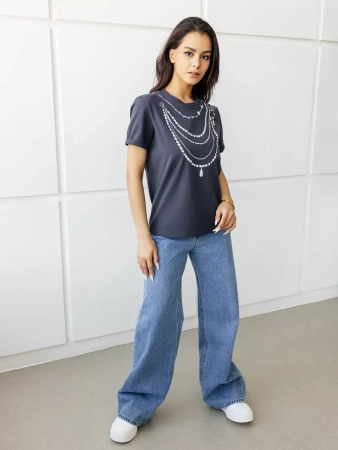 Футболка базовая хлопок с принтом больших размеров