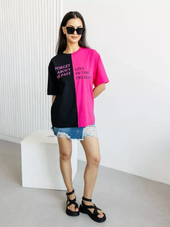 Футболка нарядная оверсайз с принтом больших размеров ФК531