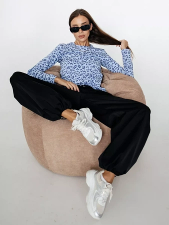 Лонгслив леопард женский облегающий с принтом дк571