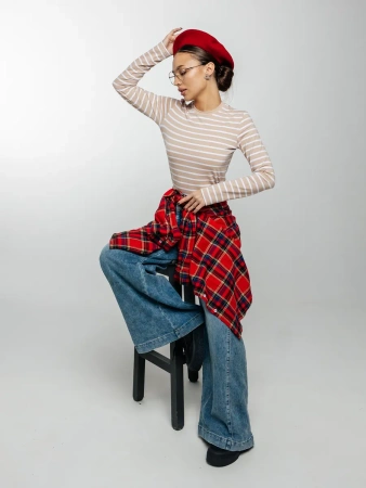 Лонгслив тельняшка большого размера джемпер