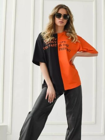 Футболка с принтом оверсайз больших размеров ФК531