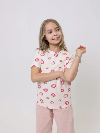 Футболка для девочки с принтом хлопок летняя пляжная