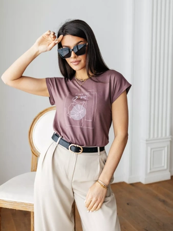 Футболка вискоза большого размера с принтом летняя