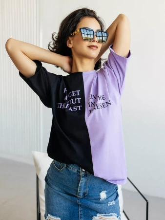 Футболка нарядная оверсайз с принтом больших размеров ФК531