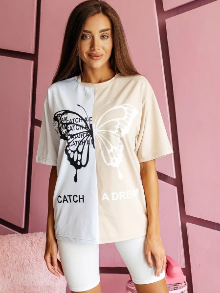 Футболка оверсайз с принтом новогодняя больших размеров