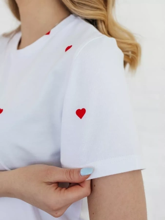 Футболка с сердечками хлопок больших размеров ФК561