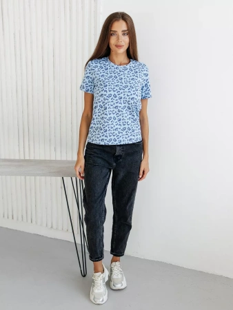 Футболка прямая с принтом хлопок больших размеров ФК561