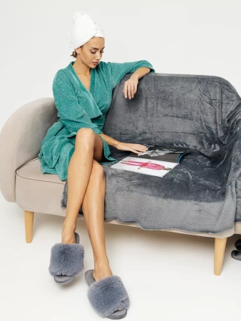 Халат женский велюровый с запахом