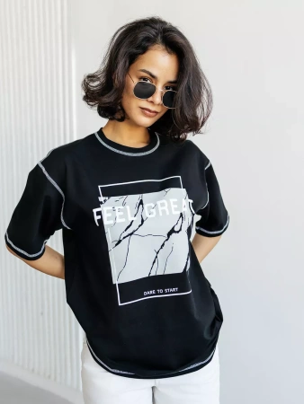 Футболка летняя оверсайз с принтом большие размеры