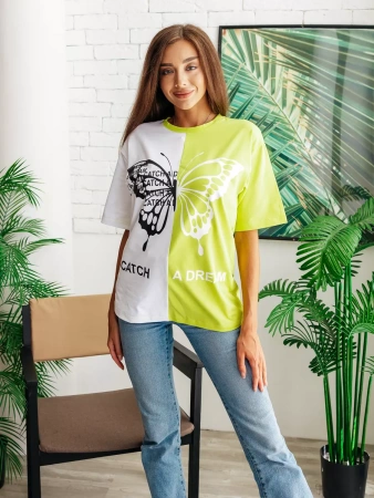 Футболка оверсайз с принтом новогодняя больших размеров