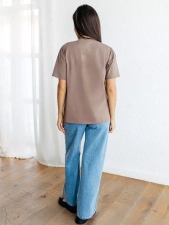 Футболка с принтом базовая хлопок имитация страз новогодняя