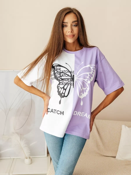 Футболка оверсайз с принтом новогодняя больших размеров