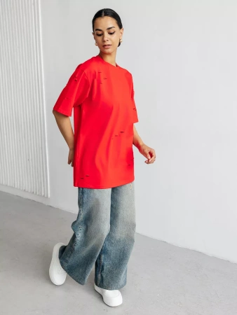 Футболка оверсайз большого размера с дырками