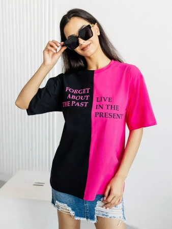 Футболка нарядная оверсайз с принтом больших размеров ФК531