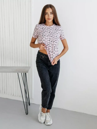 Футболка прямая с принтом хлопок больших размеров ФК561