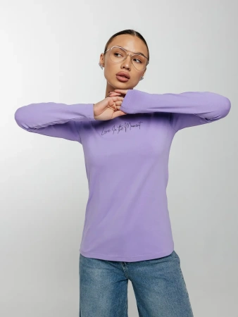 Лонгслив женский облегающий с принтом нарядный ДК589