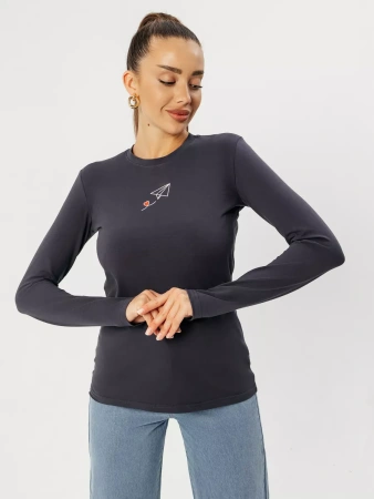 Лонгслив женский облегающий с принтом нарядный ДК589