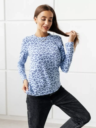 Лонгслив леопард женский облегающий с принтом дк571