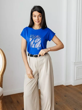 Футболка большого размера с принтом удлиненная нарядная