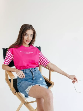 Футболка оверсайз с принтом длинная