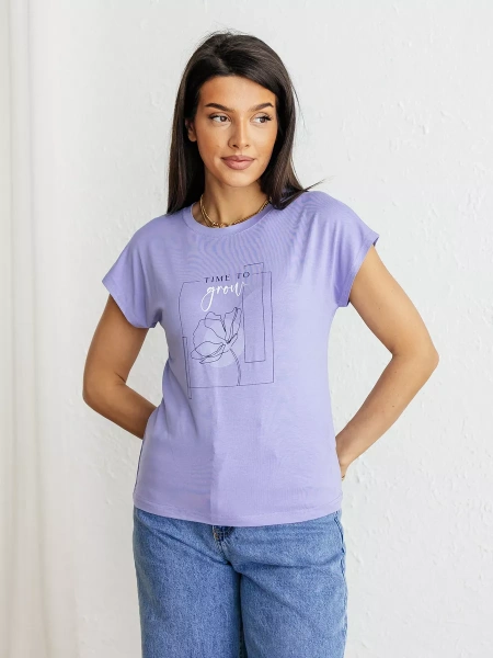 Футболка большого размера с принтом свободная нарядная