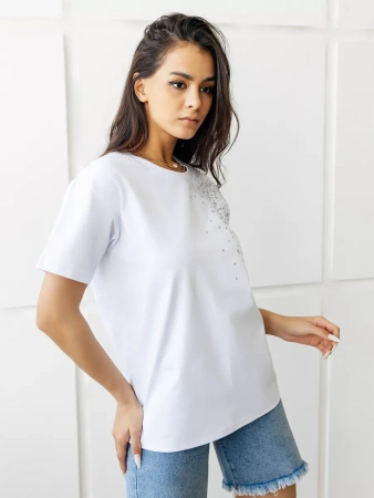 Футболка с принтом базовая хлопок имитация страз новогодняя