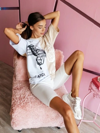 Футболка оверсайз с принтом новогодняя больших размеров