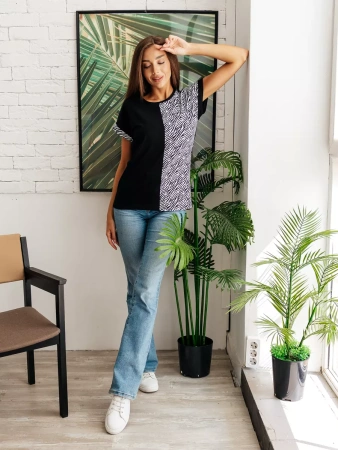 Футболка нарядная с принтом больших размеров хлопок