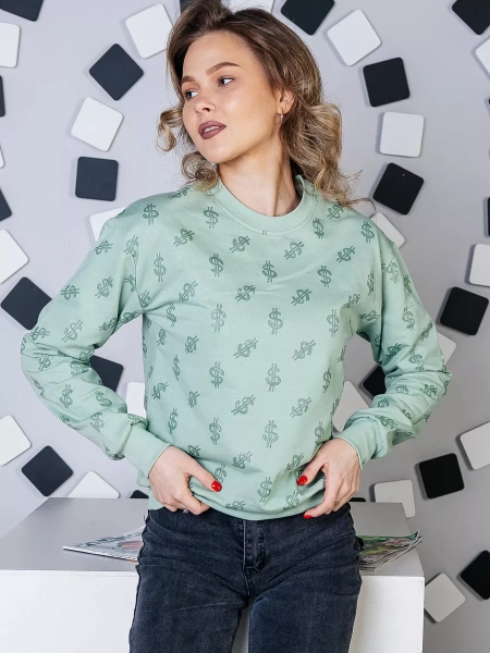 Кофта теплая одежда с принтом и блестками