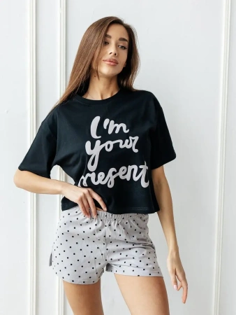 Пижама женская с шортами большие размеры хлопок