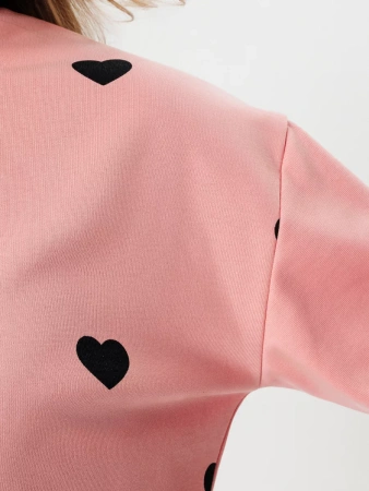 Свитшот женский с сердечками кофта больших размеров ДФ580