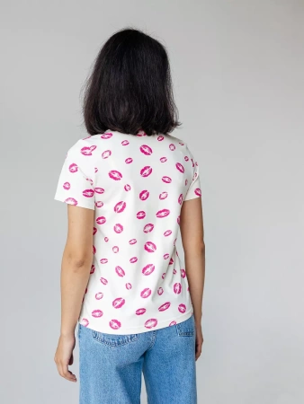 Футболка прямая с принтом хлопок больших размеров ФК561