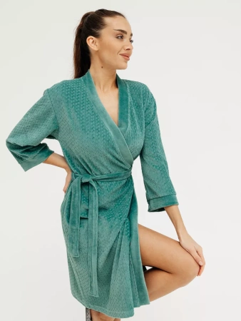 Халат женский велюровый с запахом