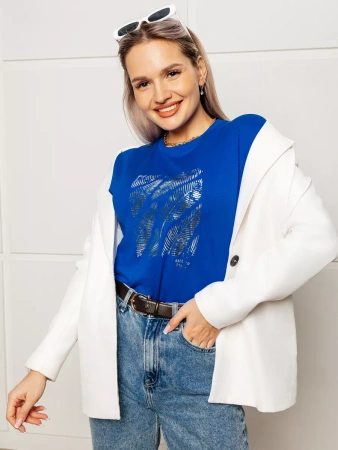 Футболка большого размера с принтом удлиненная нарядная