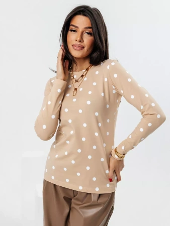 Лонгслив в горошек женский облегающий кофта с принтом дк571