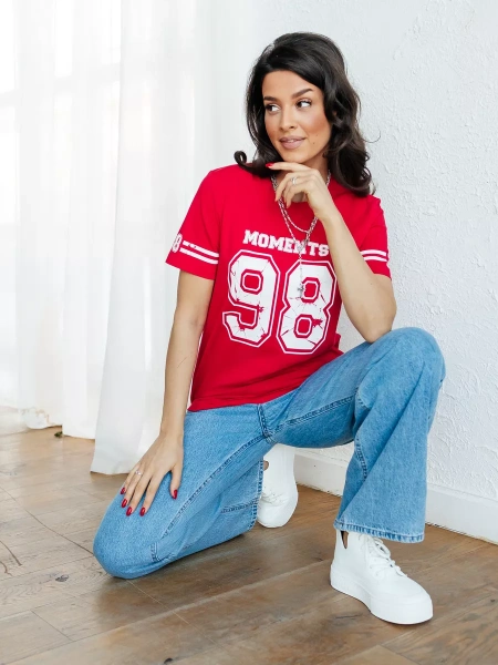 Футболка с принтом цифры больших размеров