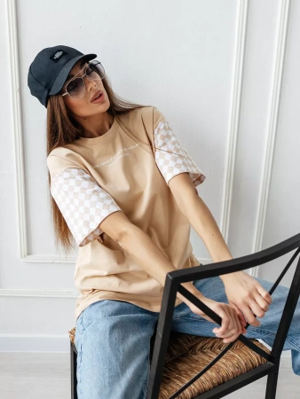 Футболка оверсайз с принтом длинная