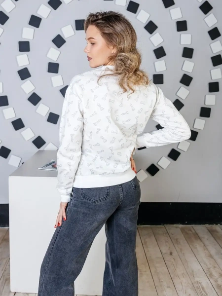 Кофта теплая одежда с принтом и блестками