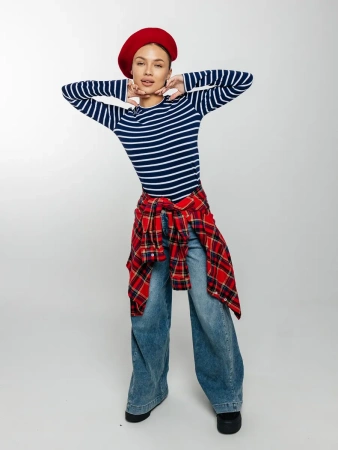 Лонгслив тельняшка большого размера джемпер