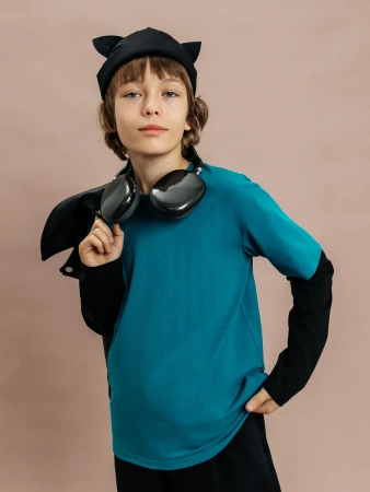 Лонгслив для мальчика подростка двойной рукав