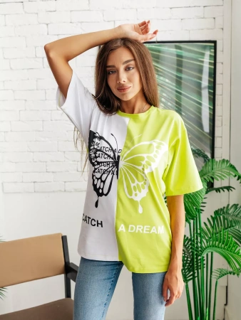 Футболка оверсайз с принтом новогодняя больших размеров