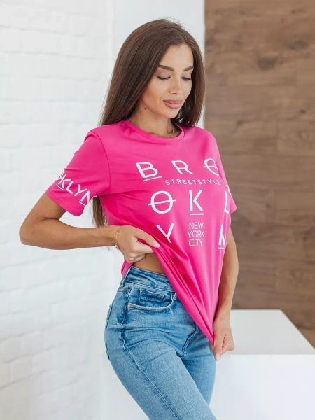 Футболка хлопок с принтом летняя больших размеров ФК562