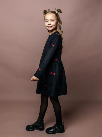Платье для девочки черное нарядное с длинным рукавом