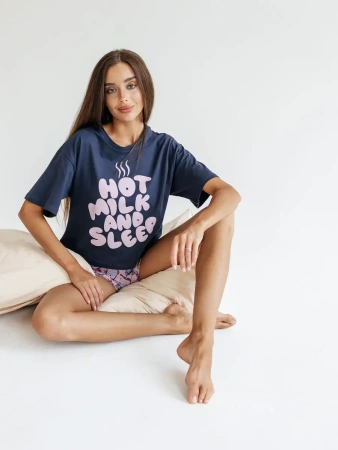 Пижама женская с шортами большие размеры хлопок