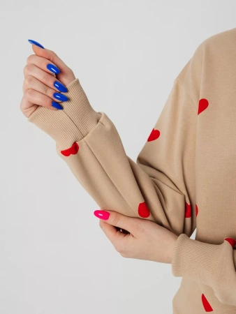 Свитшот женский с сердечками больших размеров ДФ580