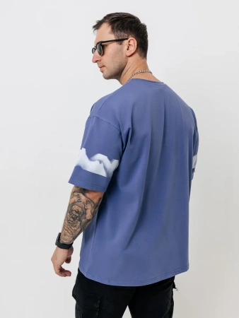 Футболка базовая оверсайз с принтом хлопок летняя