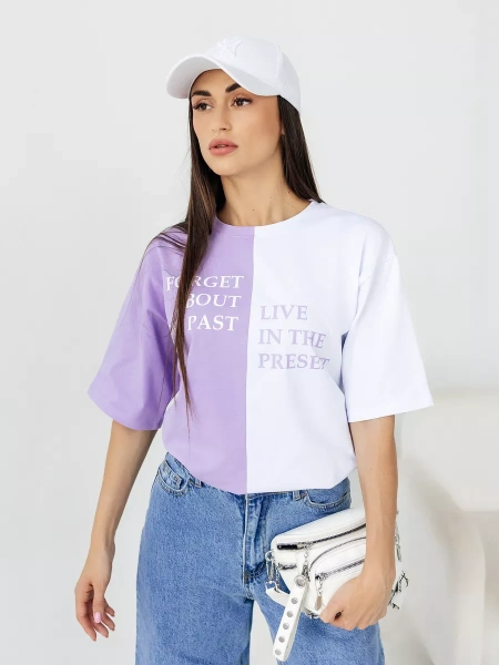 Футболка с принтом оверсайз больших размеров летняя