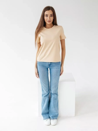 Короткая футболка приталенная одежда хлопок